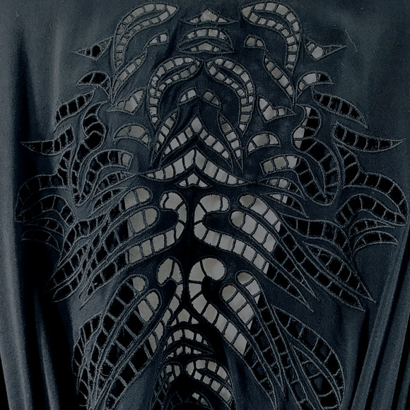 Cotton Bleu Swimsuit Coverup Womens Small Black Front Drawstring Tie‎ Rayon - Picture 7 of 9